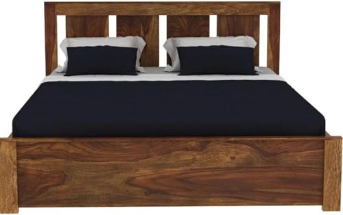 Image of Sheesham Wood King Size Bed Without Storage|Bed|Single Bed |Double Bed Solid Wood Queen Bed (Finish Color - Brown, Delivery Condition - DIY(Do-It-Yourself))
