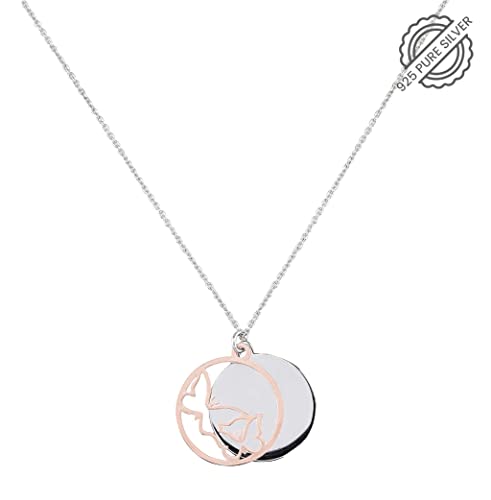 Image of Miss Highness 925 Silver Butterfly Pendant Necklace for Women & Girls | Daily Wear | Silver Jewellery With Authenticity Certificate | Gift for Girlfriend Wife | With Chain Pendant