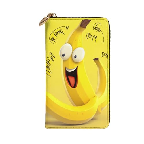 Yellow Banana Wallet for Men Women Long Purse Leather Clutch Large Business Handbag Travel Phone Holder Credit Card Holder Money Case with Zipper Leather Wallets Gift2
