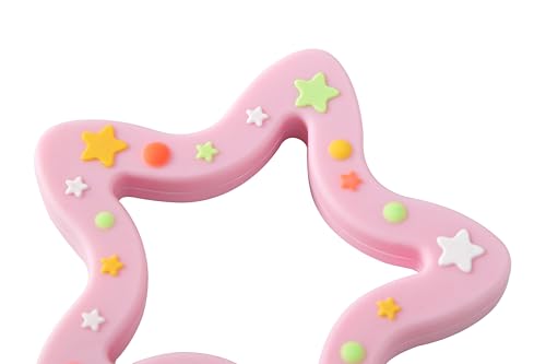 Image of Jimibaby Silicone Star Teether, Christmas, Holiday teether, the First Teething Toy for Baby Boys and Girls,100% BPA Free, Easy to Hold, Ideal Stocking Stuffers for Baby boy and Girl (Star Pink)