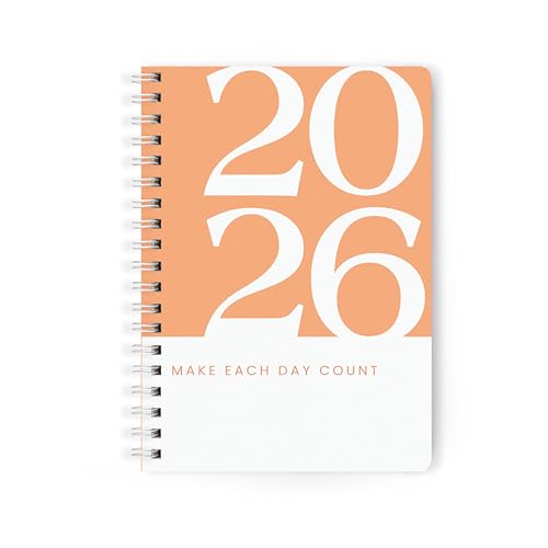 Image of PAPBOO A5 Handy, Hardcover, Hardbound 2026 Diary with Calendar, Easy to Carry White Spiral Wiro Notebook: 80 GSM Paper, Ruled, 188 Pages, Journal, Diary, Gift (Orange)