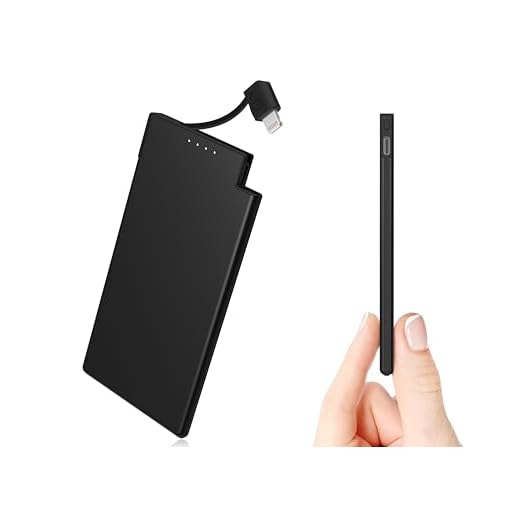 Auskang 5000mAh Portable Charger Ultra Slim External Battery Pack with Built in Cable [Only 0.24 inch] Compatible with iPhone 13/12/12 Mini/12 Pro/SE 11/11 Pro/11 Pro Max/XR/XS/X/8/8 Plus/7