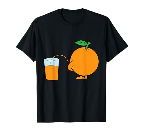 Orange Peeing Into Glass Funny Orange Juice T-Shirt