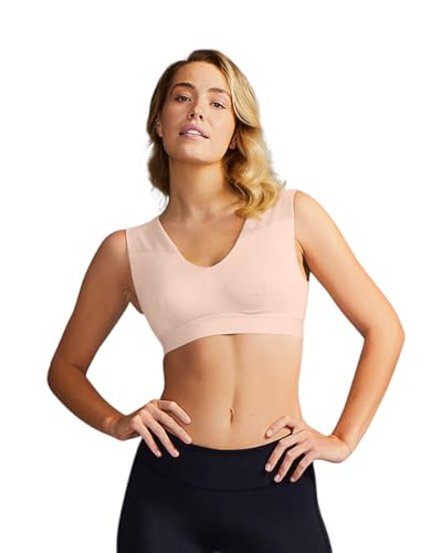 Tommie Copper Women’s Shoulder Support Bra I Breathable, Sweat Wicking Sports Bra for Healthy Posture & Support - Pink - X-Large