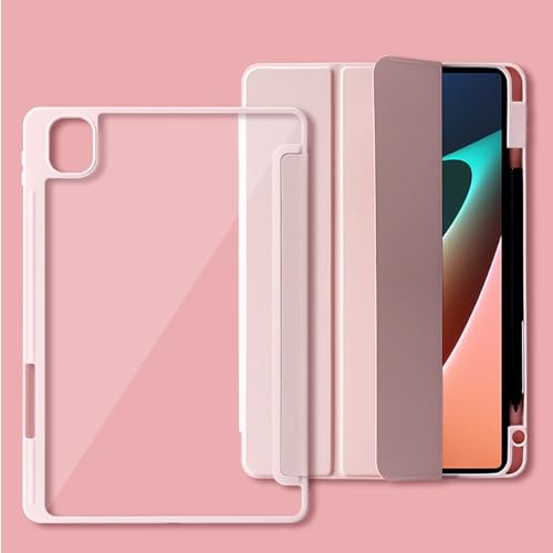 Coque Xiaomi Redmi Pad SE 11 avec porte-crayon réveil auto antichoc rose