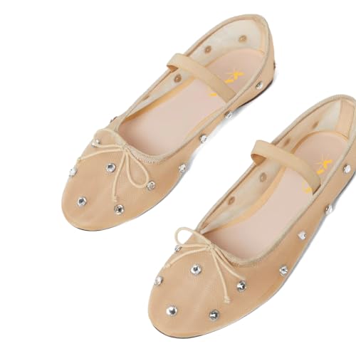 XYD Women Girls Ballet Flats Slip On Closed Almond Toe Elastic Single Strap Bowknot Cute Dress Date Shoes2