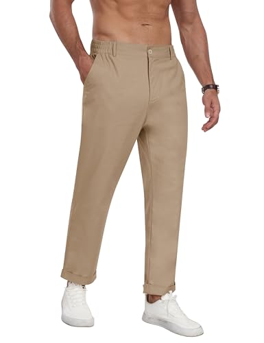 MoFiz Mens Casual Pants Lightweight Linen Summer Beach Lounge Pants