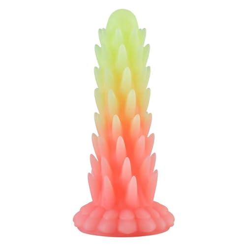 TRQOYTU Rosa, Nachtleuchtender Dildo Mit Stacheln, Saugnapf, Penis Prostatamassagegerät Aus Weichem Silikon, Anal-Masturbationswerkzeug Für Männer, Sexspielzeug, Analmassagegerät