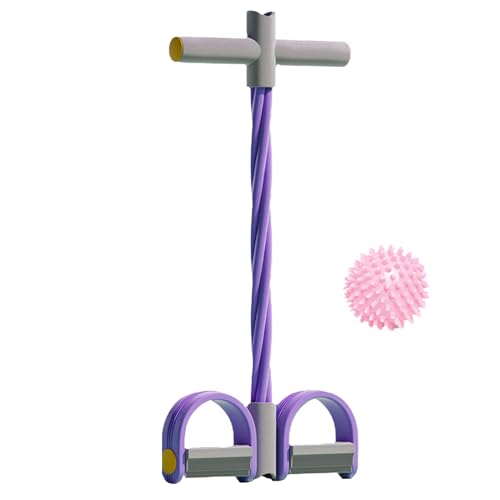 Joberio Banda de resistencia del pedal con asa,Banda de resistencia del pedal, Ejercicio para refinar el vientre, Equipo elástico para abdominales de 4 tubos para abdominales para piernas,