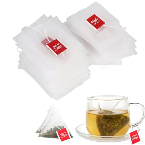 YFFSFDC ティーバッグ ドローアライン お茶パック 使い捨て空の袋100個 お茶&コーヒー用三角紅茶 麦茶 茶こし濾過袋ストリングヒールシール付き (6.5*8.0cm)
