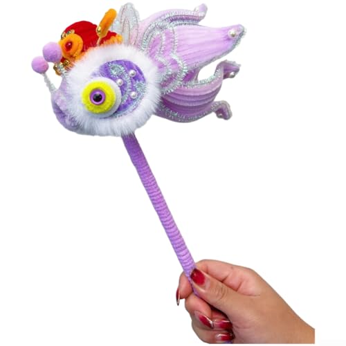 Farol de pescado de estilo chino para festividades de Año Nuevo, hecho a mano con construcción de barra giratoria flexible (morado)