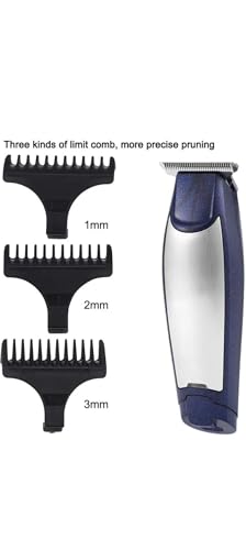 Image of Gemmy GM -6025 Rechargeable Hair Trimmer with 3 Limit Combs, 1mm 2mm 3mm Guards, Silver and Blue, Model GM-6025