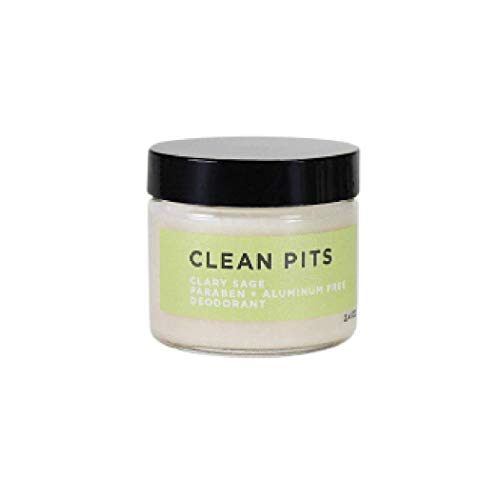 Clean Pits Cream Based Deodorant - Clary Sage Scent - 2.4 oz Jar - 100% Natural Odor Protection - Strong Sweat Absorption - Aluminum and Paraben Free - Prevents Razor Burn and Eliminates Pit Stains