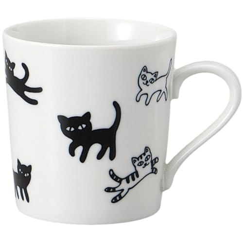 エールネット(Ale-net) マグカップ mug 11.5×8.5×9cm 340cc こねこマグ 軽量 磁器 食洗機使用可 電子レンジ使用可 美濃焼 日本製