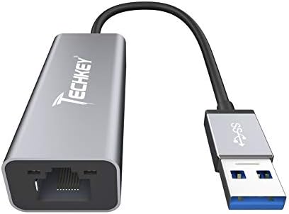 USB to Ethernet Adapter, Techkey 10/100/1000Mbps RJ45 to USB Gigabit Ethernet Adapter for Windows 10/8/7/XP/Mac OS Compatible with Nintendo Switch/Windows Surface Pro/MacBook Air/Chromebook etc.