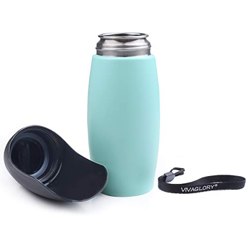 VIVAGLORY Pawhike Hundetrinkflasche, Hunde Trinkflasche für Unterwegs, Hundetrinkflasche, Edelstahl & Tragbare, 750ml, Blau