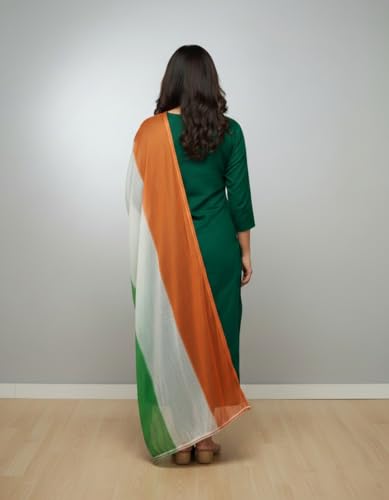 Image of Tricolor Dupatta Chunni, Blend Fabric, 2 Metres, for Independence Day and Republic Day, Pack of 1