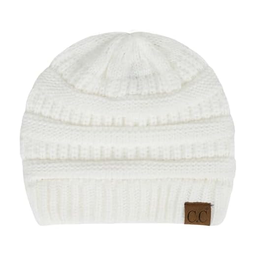 C.C Classic Winter Fall Trendy Chunky Stretchy Cable Knit Beanie Hat (Solid White)