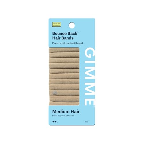 Gimme Beauty Medium Hold Hair Bands - Seamless Nylon & Spandex Ties for All Hair Types - Damage-Free Comfort Fit Ponytail Holders - No-Crease Elastic Bands for Daily Use - 12 Pack Blonde