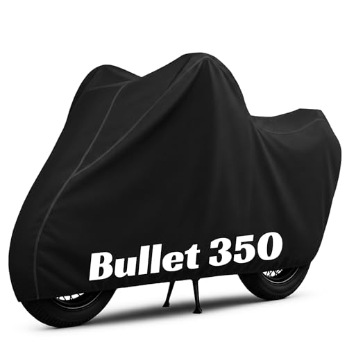 Image of 100% Waterproof Bullet Bike Cover | Polyester Body Cover for Rain & Sun | UV Protection, Dustproof, Scratch Resistant, Windproof, Heat Resistant, Vehicle Specific Fit (Black)
