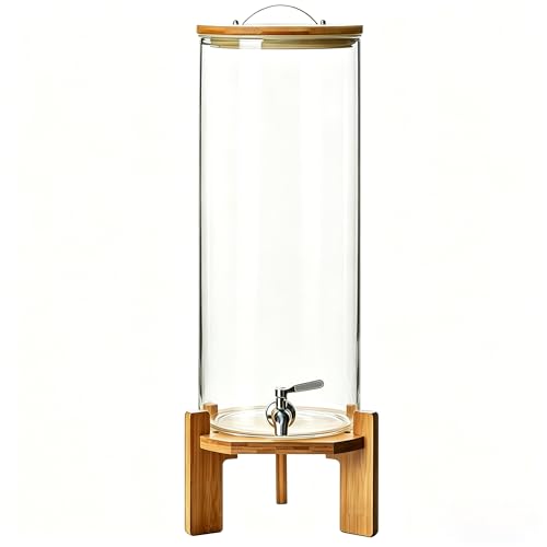 Beverage Dispenser,3.5 Gallon Glass Drink Dispenser with Stand,Glass water dispenser with Spigot, Large Drink Dispensers for Parties,Water Dispensers for Bar,Wedding,Restaurants 13L