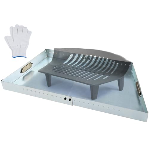 Adjustable Fireplace Tray for Ash Collection, Expandable Ash Pan for Up to 31" Fireplace Grates, Galvanized Steel Ash and Ember Holder Pan, Fireplace Pan Included Nuts and Bolts