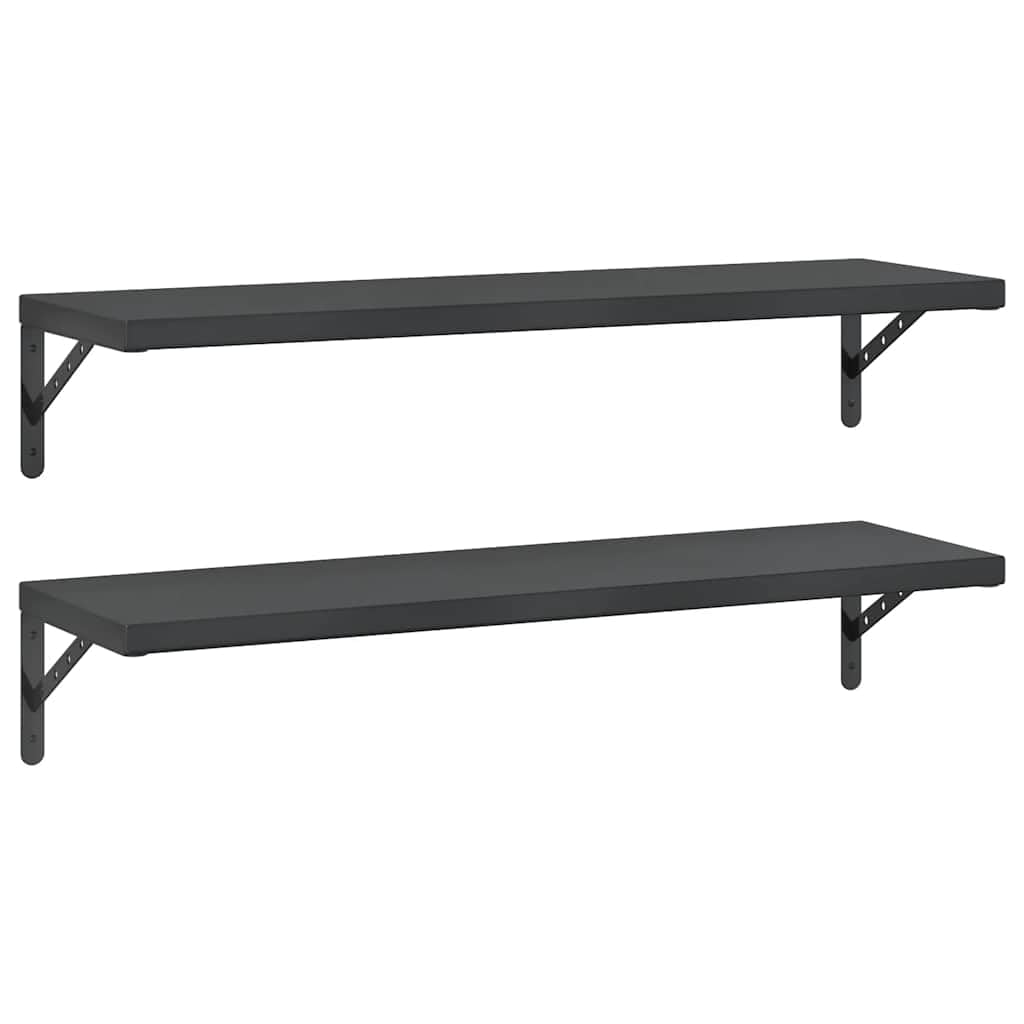 vidaXL Étagères murales 2 pcs 100x30 cm Noir Acier Inoxydable, étagère Flottante, étagère Murale d'exposition, Panneau d'étagère