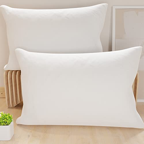 PETTI ARTIGIANI ITALIANI - Par de Fundas de Almohada 60x40 cm, Pareja de Funda de Cojín Lisas Blanco, 100% Microfibra Hipoalergénica, Made in Italy