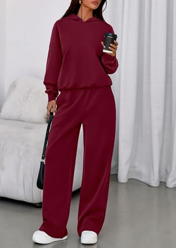 Image of PRETTYGARDEN Womens Sweatsuits 2 Piece Set 2026 Casual Winter Long Sleeve Hoodie Loose Wide Leg Sweatpants Fall Tracksuit