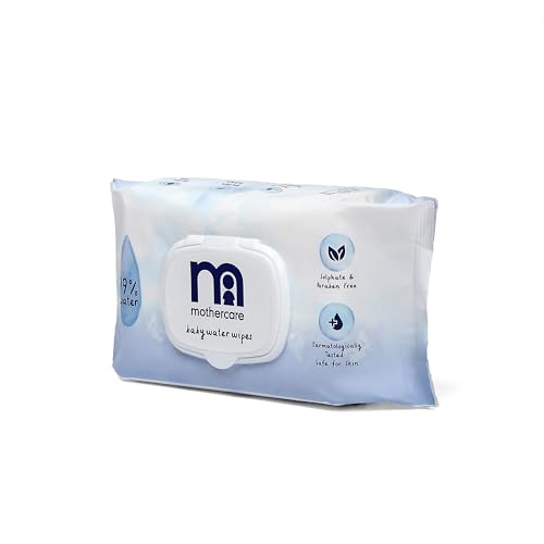 Image of Mothercare 99% Water Baby Wipes | Fragrance-Free & Dermatologically Tested | Soft, Thick & Gentle for Newborn Skin | 80 Wipes - Pack of 1