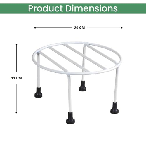 ORILEY Plant Round Stand Galvanised Metal Flower Pot Stand Gamla Support Corner Rack Outdoor Display Shelf for Home Garden Balcony Decoration - (Pack of 8, White)