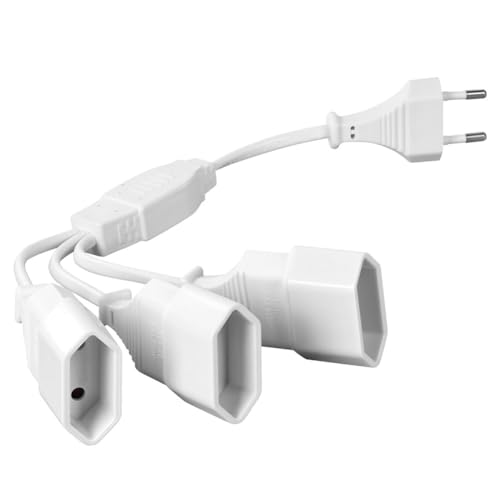 AXFEE rallonges d'alimentation, 30cm 3 en 1 Câble d'extension de Prise d'extension EU, 0,75 mm² Max. 2.5A/250V Fiche Euro vers Prise Euro pour Ordinateur,...
