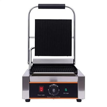 Elektro Kontaktgrill 1800W Profi Edelstahl Panini Maker Sandwichtoaster Multigrill Geriffelt Gusseisen Grillplatte für Sandwiches, Steak und als Panini Grill, Temperaturbereich 0-300℃ – Bild 6
