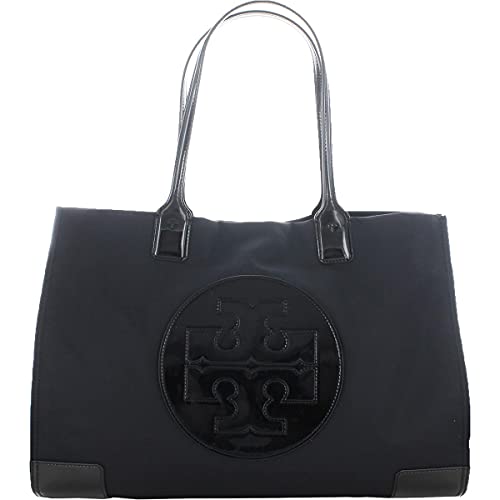 Tory burch womens ella patent leather shoulder tote handbag black…