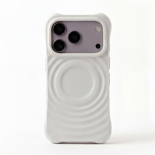 Image of amazon basics Shockproof Case for iPhone 17 Pro | Ripple Pattern | Camera Protection | Protective Cover with Enhanced Grip & Wireless Charging Support - White