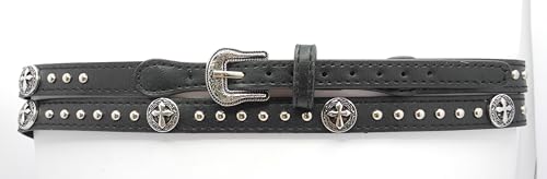 Rainbow Trimming Co. Western Hat Band Black Silver Studs Adjustable Buckle