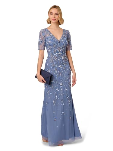 Image of Adrianna Papell Women's Beaded Mesh Long Dress