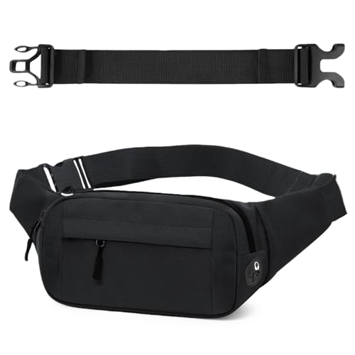 flintronic Bauchtasche für Herren und Damen, Sportlich Hüfttasche mit Verlängerungsgurt, Bauchbeutel Unisex für Hundespaziergänge, Wanderung, Camping, Klettern, Reiten, Schwarz