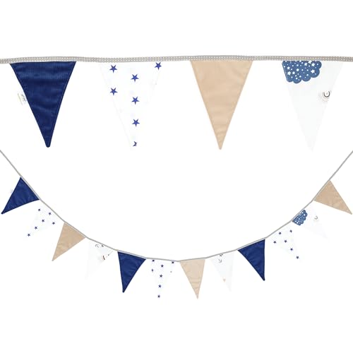 Banderines para Habitación Infantil Algodón Terciopelo - Guirnalda de Banderines Banderines de Cumpleaños para Exteriores 350 cm 12 Triángulos (15 cm x 22 cm) Arcoiris