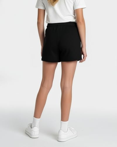 Image of Real Essentials 4 Pack: Girls French Terry Lounge Shorts - Ultra Soft Pull-On Gym, Camp, Sports & Everyday Shorts