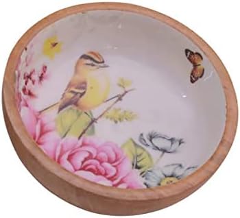 Craft MSN Mango Wooden Prtinted Pet Serving Big Bowl for Dog (Size : Big - 18x7) Pack of 2