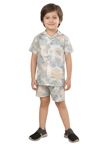 Image of POLKA TOTS 100% Cotton Co-Ord Set for Boys | Half Sleeve Shirt & Shorts Beach Outfit for Kids | Ultra-soft & Breathable Summer Clothes for Toddler & Baby Boy | Casual Dress & Printed Nightwear Set