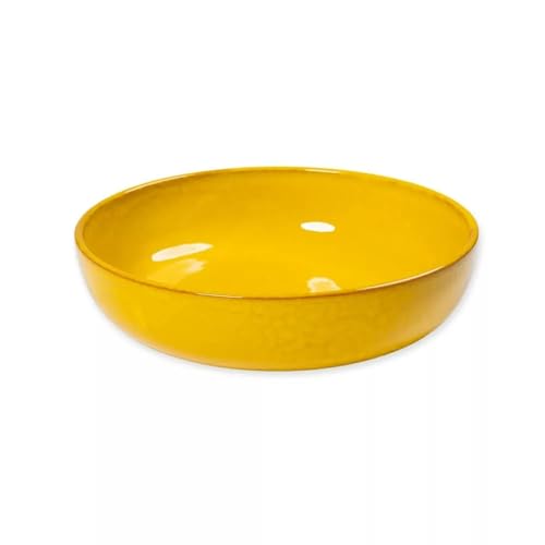 Verano Spanish Ceramics Selena Glaze Hand Dipped Medium & Large Bowls - Home Décor Kitchen Dining Room Café Restaurant Table Fruit Salad Serving Dishware - Yellow 30cm