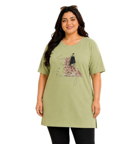 Image of In Love Women's Plus Size Longline T-Shirt with Side Pocket, 3 /4 Sleeve, Crew Neck
