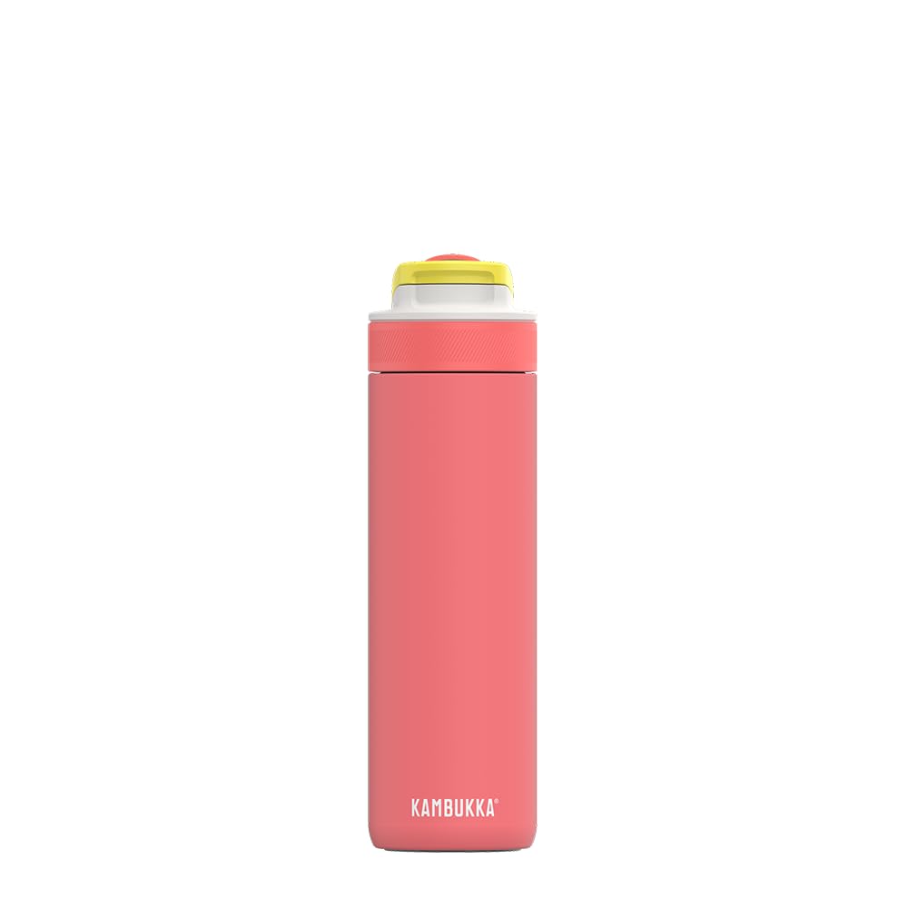 Kambukka Fluo Fantasy Lagoon 600Ml / 20Oz Insulated Water Bottle With Straw - Leak-Proof, Keeps Cool For 22 Hours, Soft Silicon Spout, Dishwasher Safe Lid, Anti-Slip Base - Premium Stainless Steel