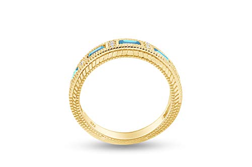 AFFY Emerald Shape Simulated CZ Eternity Band Ring in 14K Yellow Gold Over Sterling Silver3