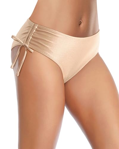 Tempt Me Parte de baixo de biquíni feminina laço lateral ajustável maiô cobertura total calcinha de