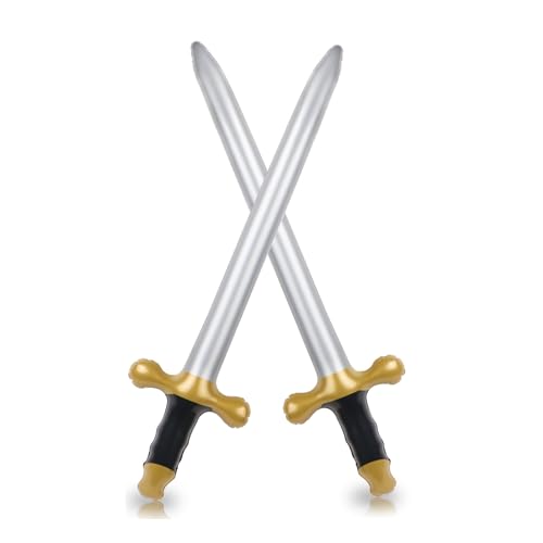 TOSAMZOO 2 Pcs Inflatable Swords 24in Inflatable Pirates Swords Pirate Party Supplies for Theme Party Birthday Swimming Pool Party Cosplay Halloween Costume Accessories Stage Props (Gold)