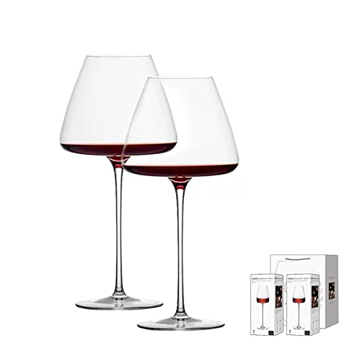 HJXGQJM Bourgogne Verre À Vin Rouge 800 ML,Verres À Vin Blanc Exquisit, Verre en Cristal De Haute Qualité,pour Les Réunions De Famille, Grand Verres À Vins avec Long Pied, 2 Pièces Verres à vin Rouge