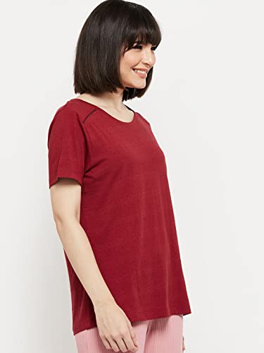 Image of Max Women's Regular Fit Textured Round Neck T-Shirt